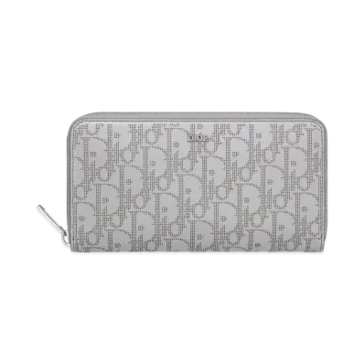 Dior DiorEssentials Long Zip Wallet Dior Oblique Galaxy Leather "Gray"