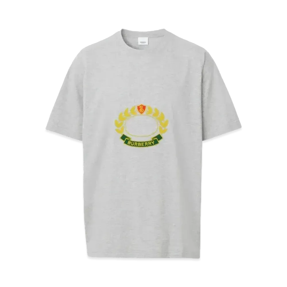 Burberry Men's Oak Leaf Crest Cotton Oversized T-shirt "Pale Grey Melange"