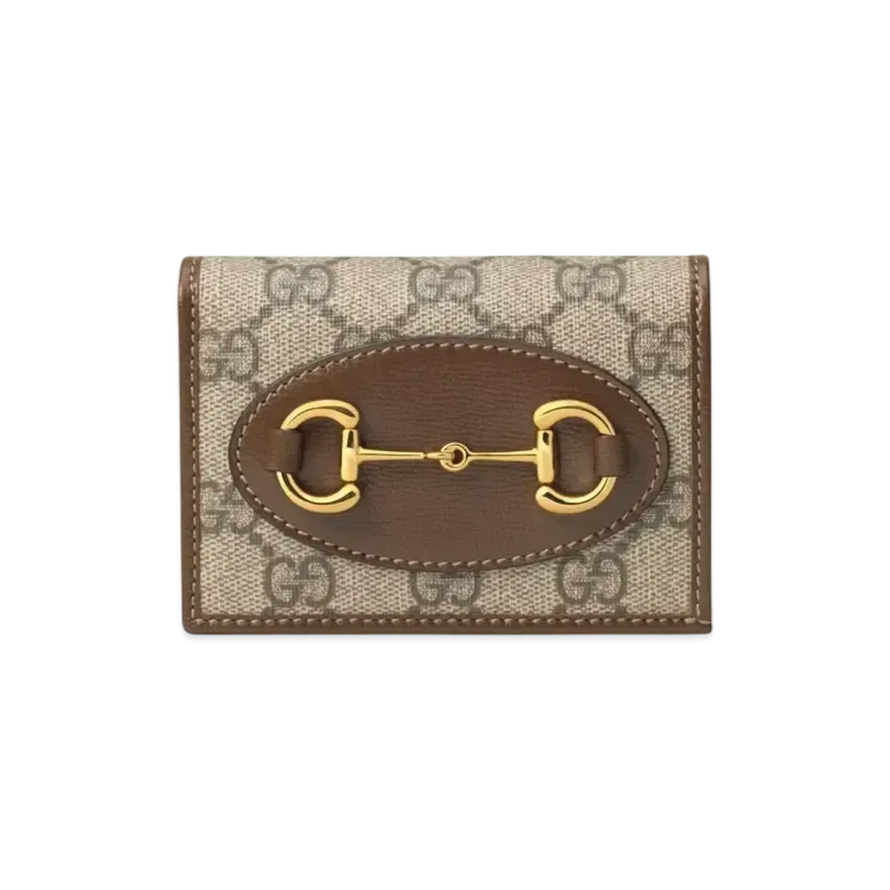 GUCCI Horsebit 1955 Card Case Wallet "GG Supreme/Brown"