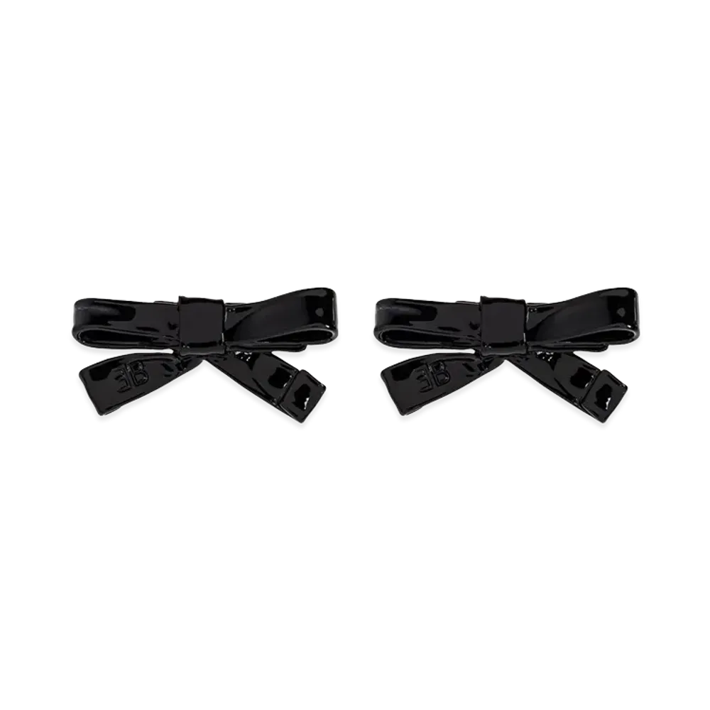 BALENCIAGA Bow Detail Ribbon Earrings "Black"