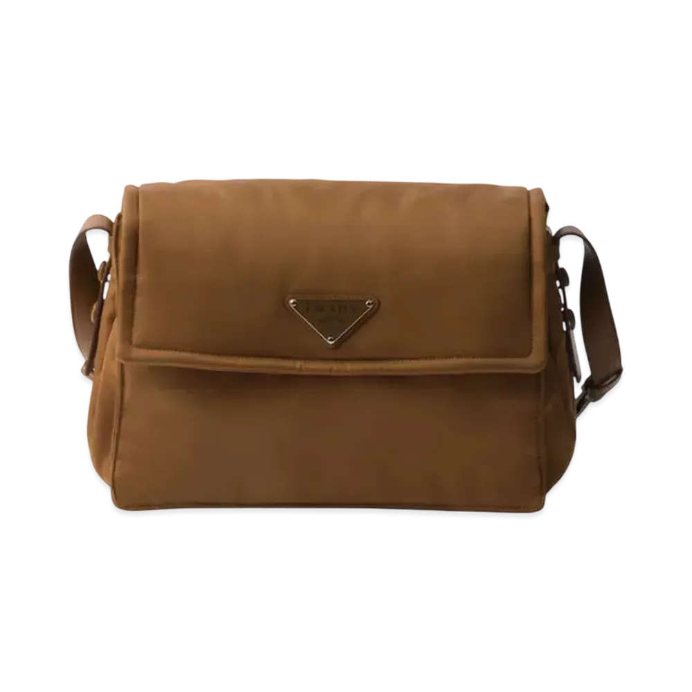 PRADA Medium Padded Re-Nylon Shoulder Bag "Brandy"