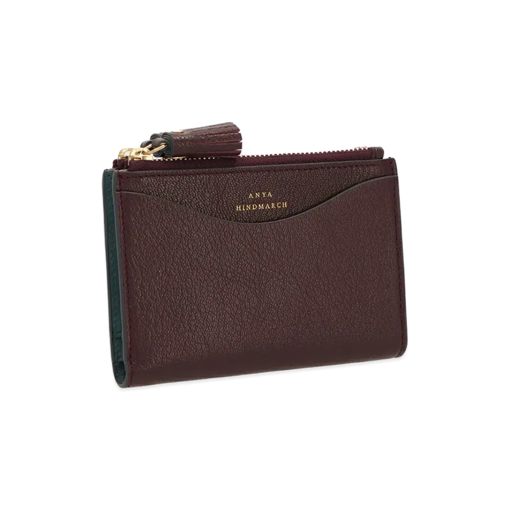 Anya Hindmarch Small Double Zip Wallet Peeping Eyes "Burbundy"
