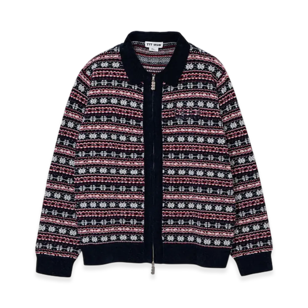 TTTMSW Zip Up Knit Polo Shirt "Navy"