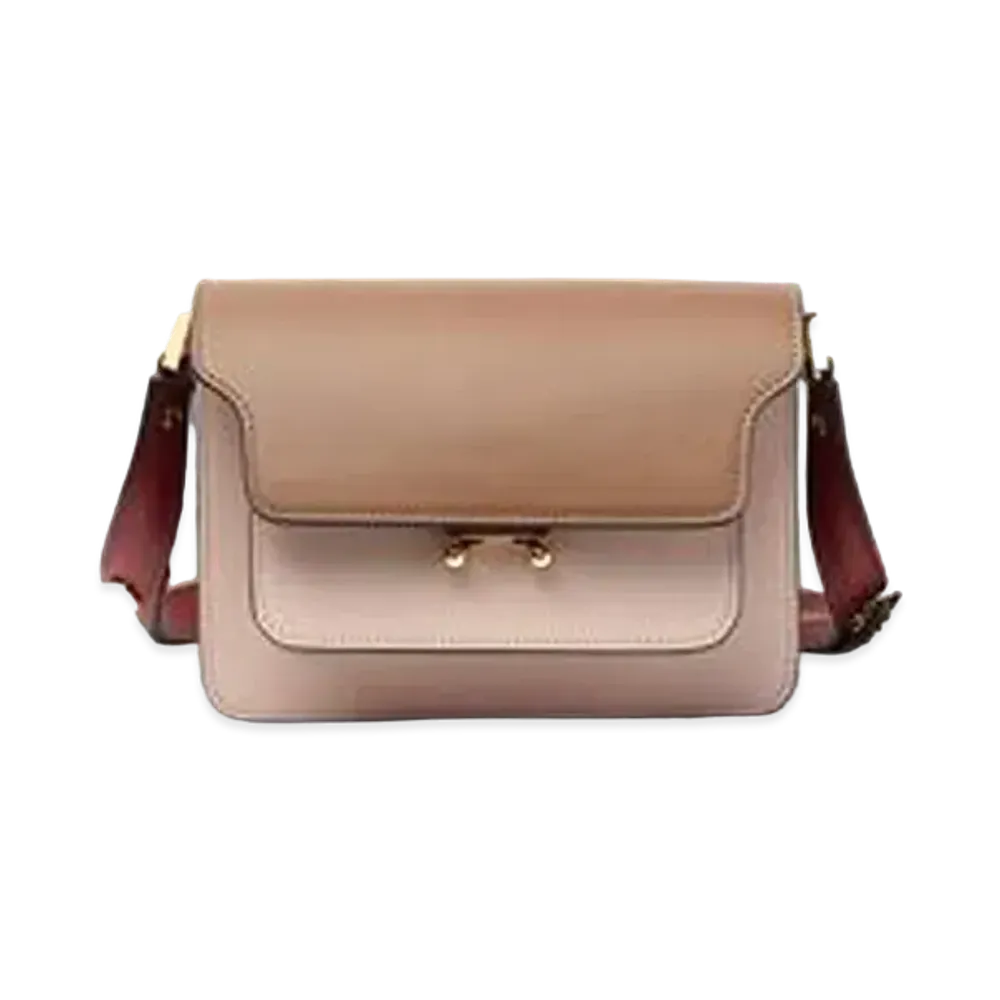 Marni TRUNK Bag in Smooth Calf "Beige/Pink/Red"