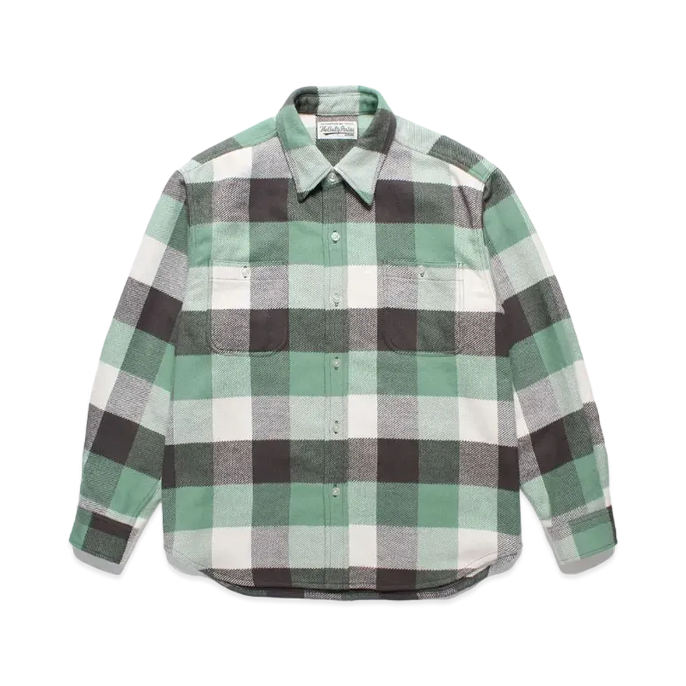 WACKO MARIA Block Check Flannel Shirt "Green"