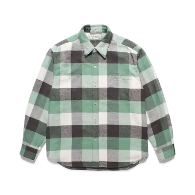 WACKO MARIA Block Check Flannel Shirt "Green"