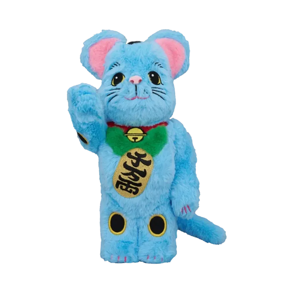 MEDICOM TOY "BEARBRICK" Lucky Cat Costume, Sky Blue, 400%