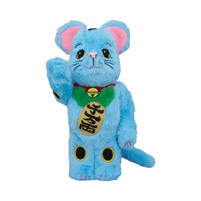MEDICOM TOY "BEARBRICK" Lucky Cat Costume, Sky Blue, 400%