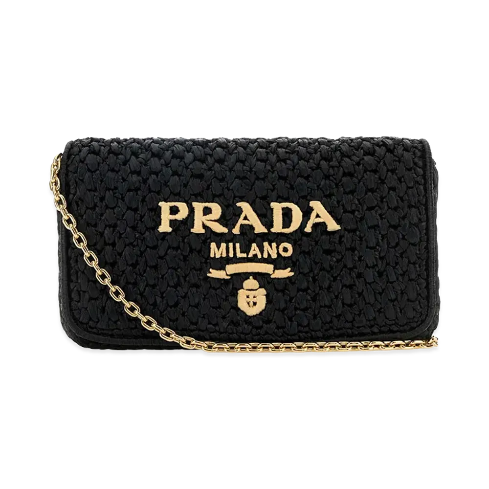PRADA Women's Raffia Crossbody Bag "Black"