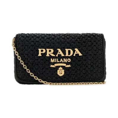 PRADA Women's Raffia Crossbody Bag "Black"