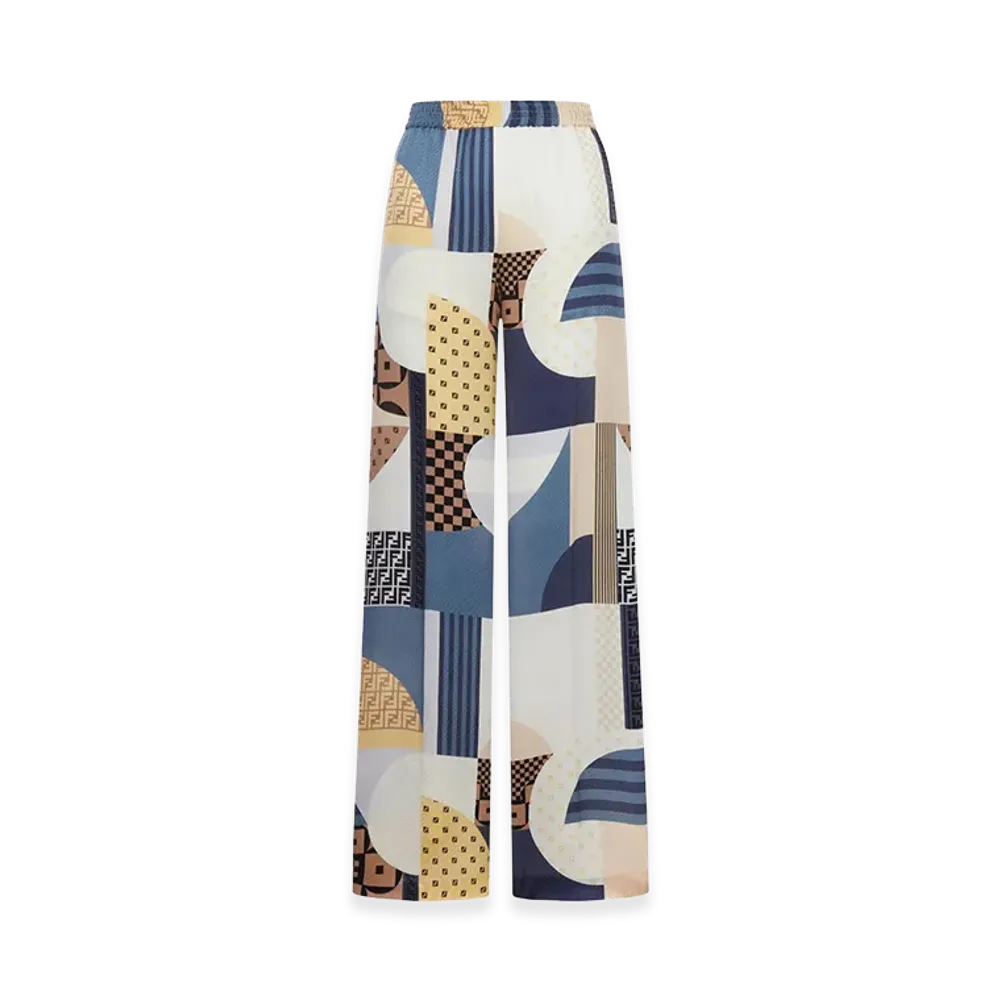 FENDI Women's Patchwork Silk Pants "Multicolor"