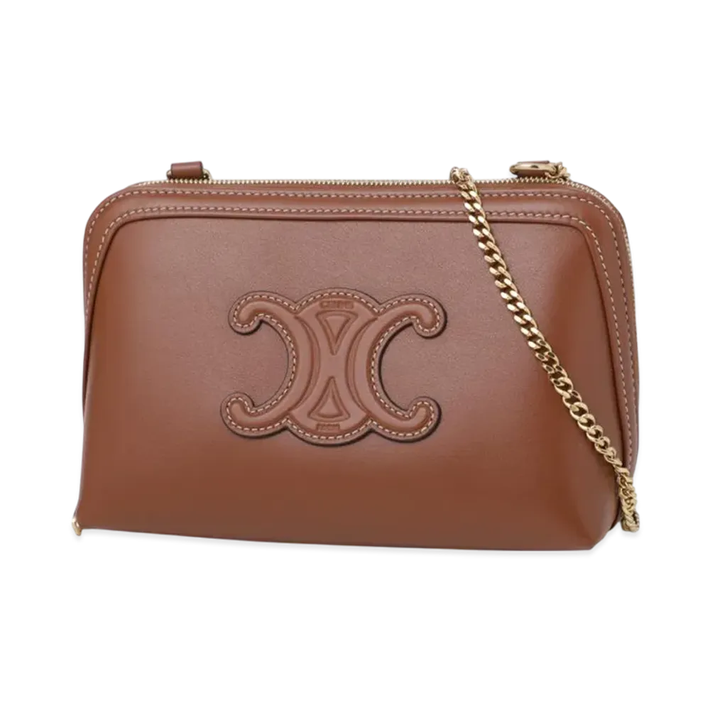 CELINE Clutch On Chain Cuir Triomphe "Tan"