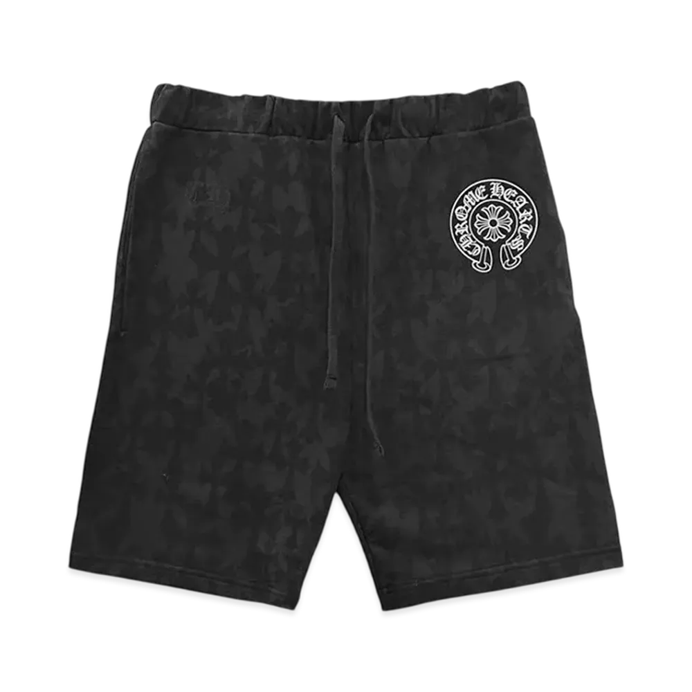 Chrome Hearts Cemetery Cross All Over Print Sweat Shorts "Black"