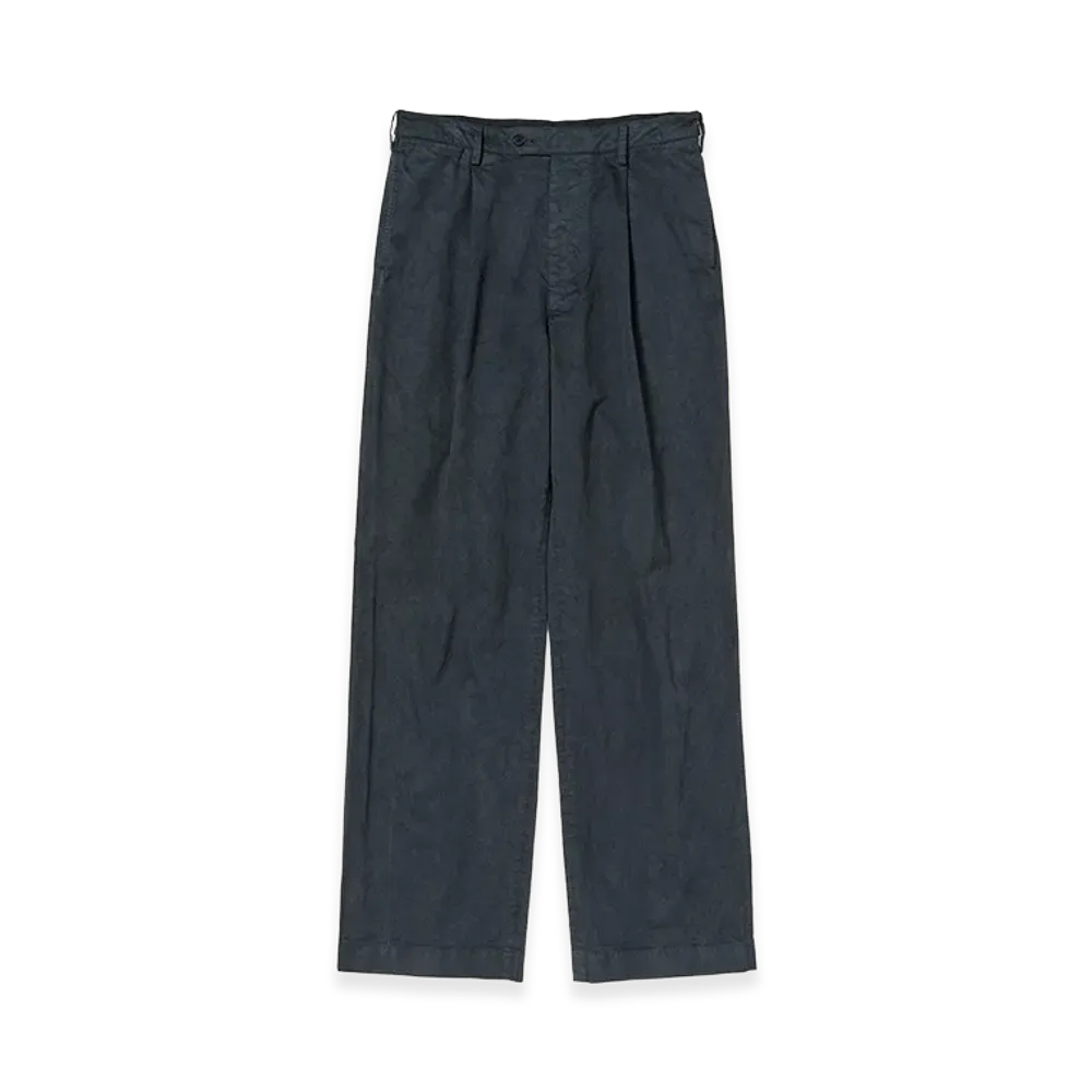 AURALEE Garment-Dyed Finx Light Chino One-Tuck Wide Pants "Black"