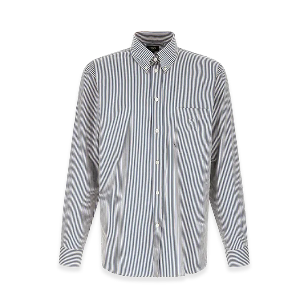 FENDI Striped Button Down Shirt "Light Blue"