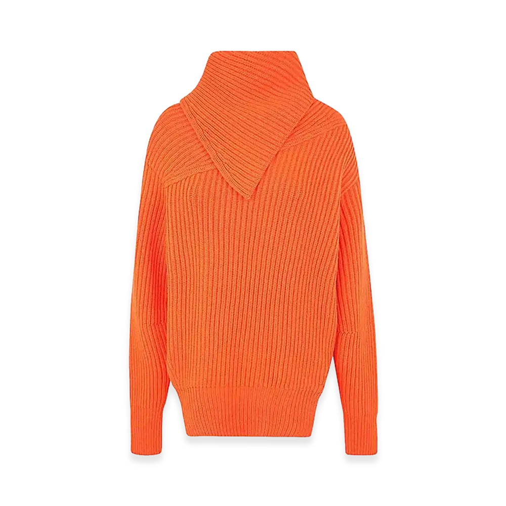 Jil Sander Women's Long Sleeves Foulard Neck Cardigan "Orange"