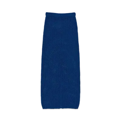 AURALEE Cotton Lily-Yarn Mesh Knit Skirt "Blue"