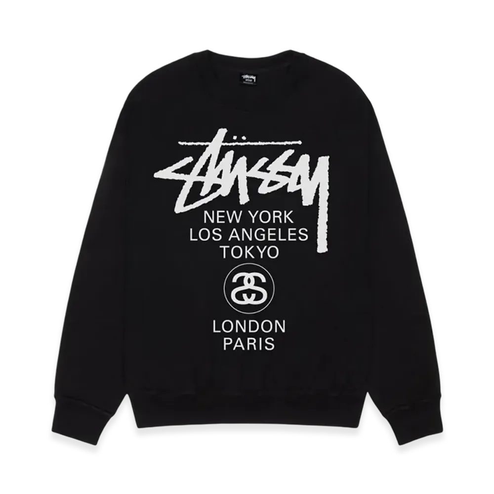 Stussy World Tour Crew Pigment Dyed "Black"