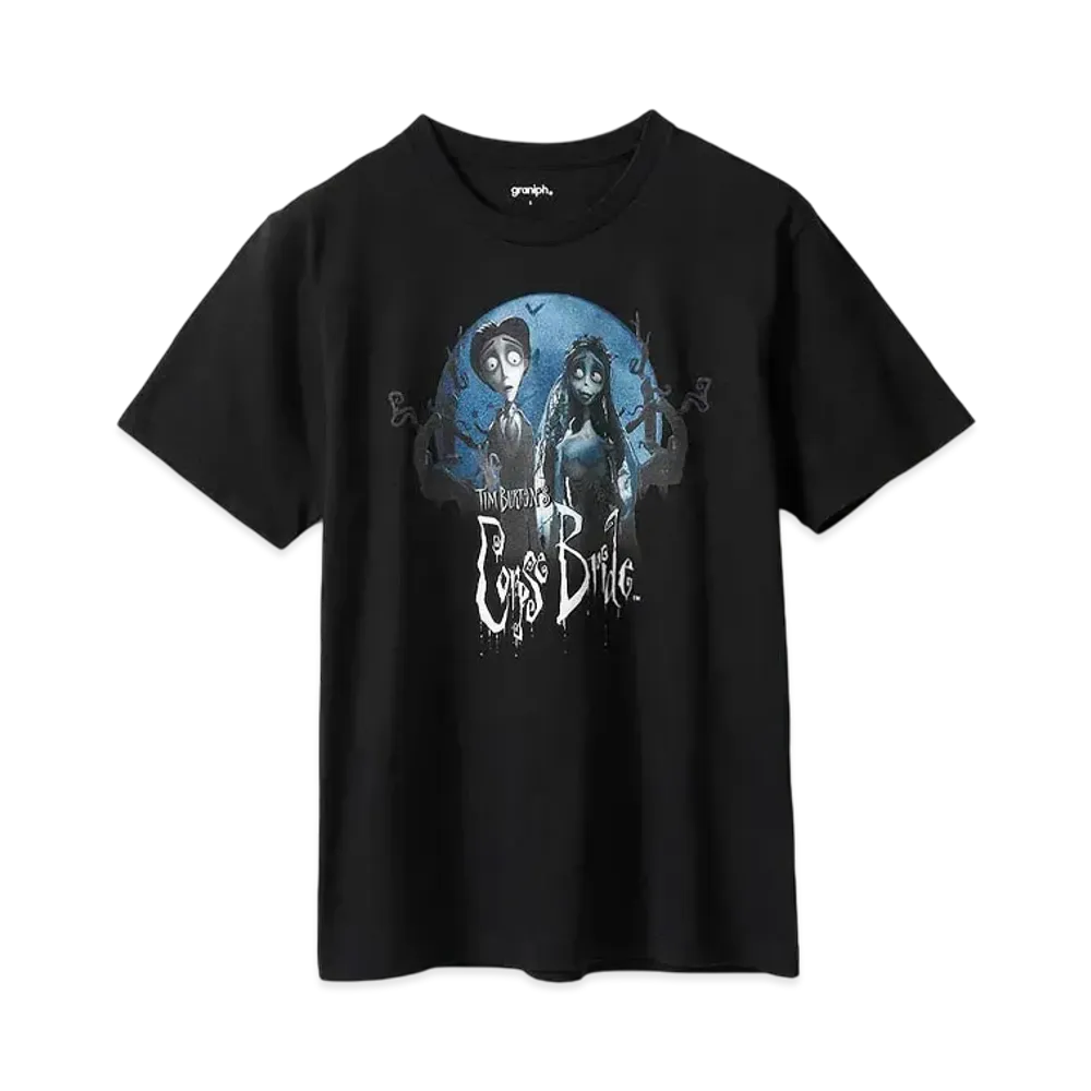 graniph x Tim Burton's Corpse Bride Victor And Emily T-Shirt "Black"