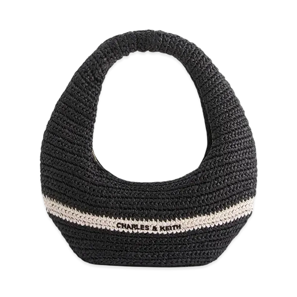 CHARLES & KEITH Allegra Knit Slouchy Hobo Bag "Black"