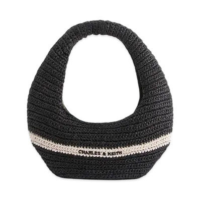 CHARLES & KEITH Allegra Knit Slouchy Hobo Bag "Black"