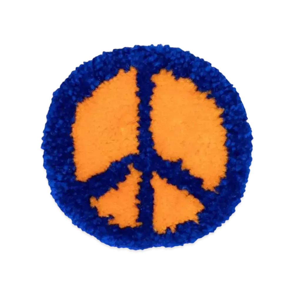 RISA Tufting Rug Peace Mark "ORANGExBLUE"