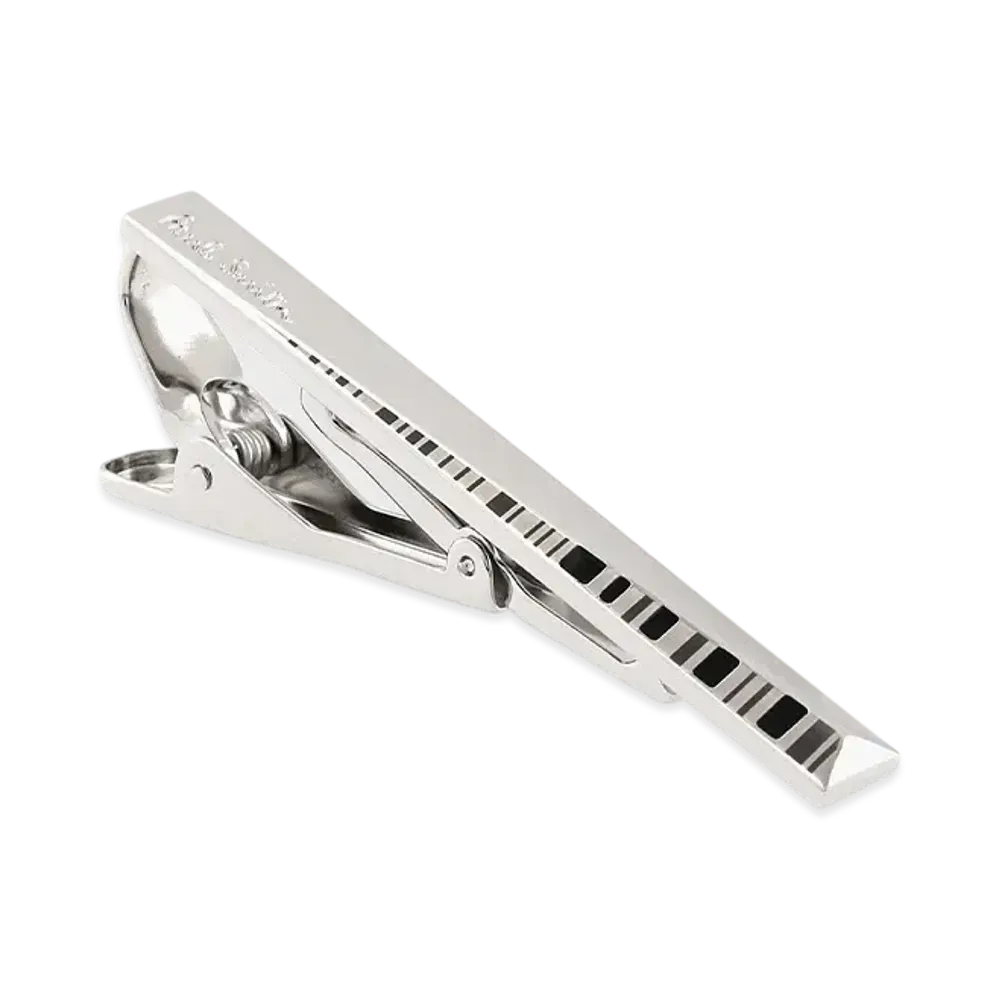 Paul Smith Diagonal Shadow Stripe Tie Bar "Silver"