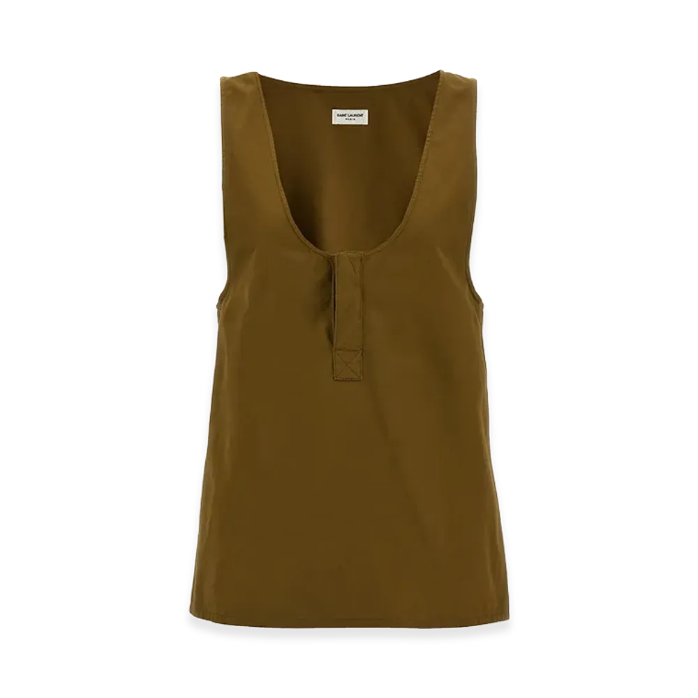 Saint Laurent Women's 'Henley' Tank Top "Green"