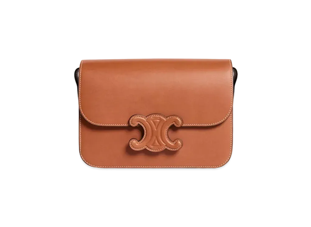 CELINE Medium Cuir Triomphe Bag In Natural Calfskin "Tan"