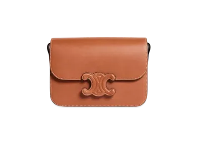 CELINE Medium Cuir Triomphe Bag In Natural Calfskin "Tan"