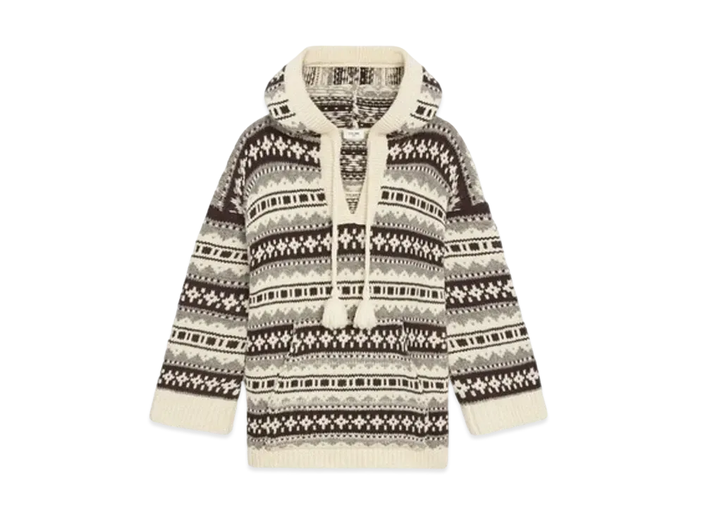 CELINE Oversized Baja Pullover / Shetland "Off White/Brown"