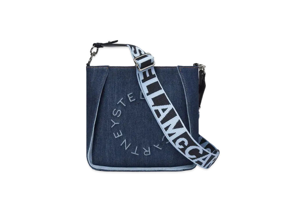 STELLA McCARTNEY Stellaro Eco Denim Shoulder Bag "Smokey Blue"