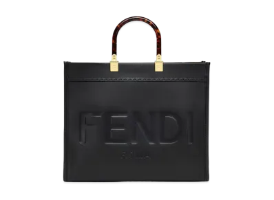 FENDI Sunshine Medium Leather Shopper "Black"
