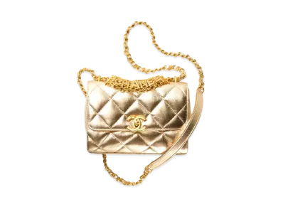 CHANEL Mini Flap Bag Metallic Lambskin & Stras "Gold"