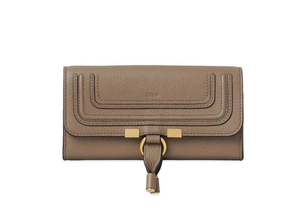Chloe Women's Marcie Long Wallet For With Flap In Grained Calfskin "Army Green"