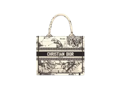 Dior Book Tote Small Bag Towal De Juy Zodiac Embroidery "Latte/Black"