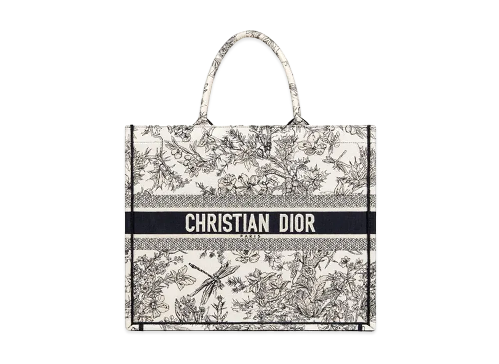 Dior Book Tote Blue Toile de Jouy Flowers Embroidery "Blue"