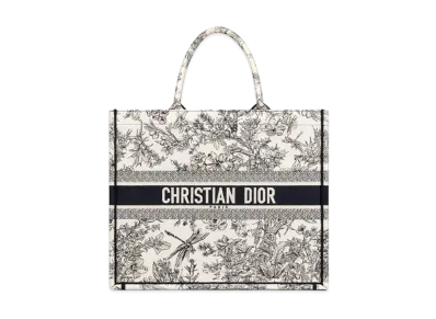 Dior Book Tote Blue Toile de Jouy Flowers Embroidery "Blue"