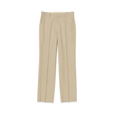 AURALEE LIGHT WOOL MAX GABARDINE SLACKS "Light Beige"