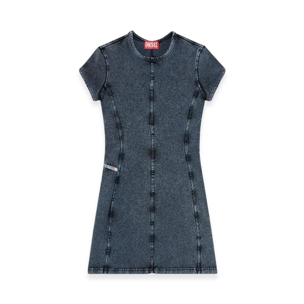 Diesel D-Cupsleeves Mini Dress In Denim-Look Jersey "Dark Blue"