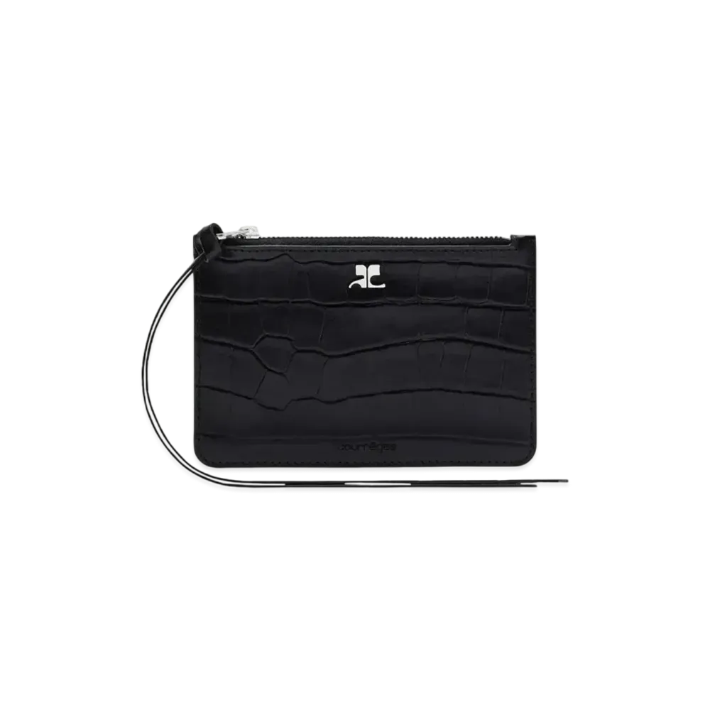 Courreges Ac Croco Stamped Purse "Black"