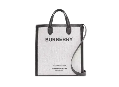 Burberry Horse Ferry Print Canvas & Leather Tote "Black"