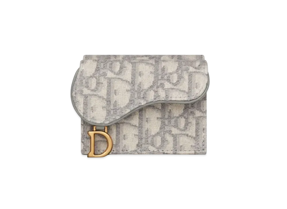 Dior Saddle Compact Wallet Dior Of The Break Jacquard "Gray"