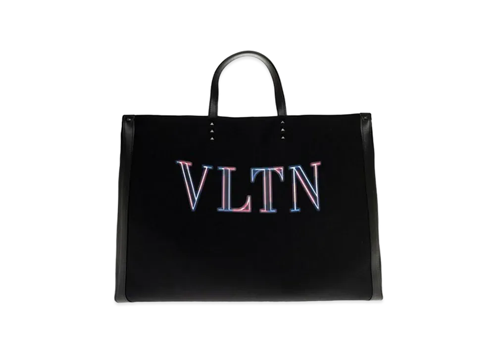 Valentino Neon VLTN Canvas Large Tote "Black/Multicolor"