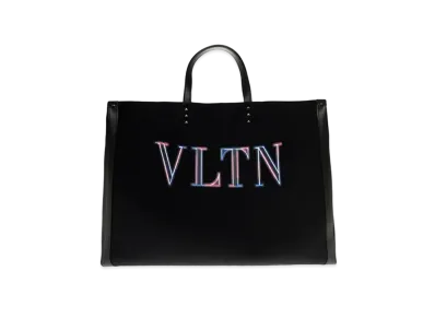 Valentino Neon VLTN Canvas Large Tote "Black/Multicolor"