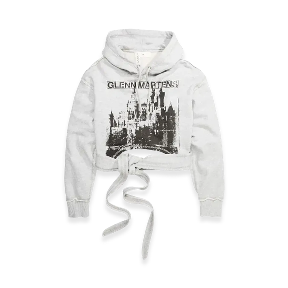 H&M x Glenn Martens Tie Detail Print Hoodie "Light Grey"
