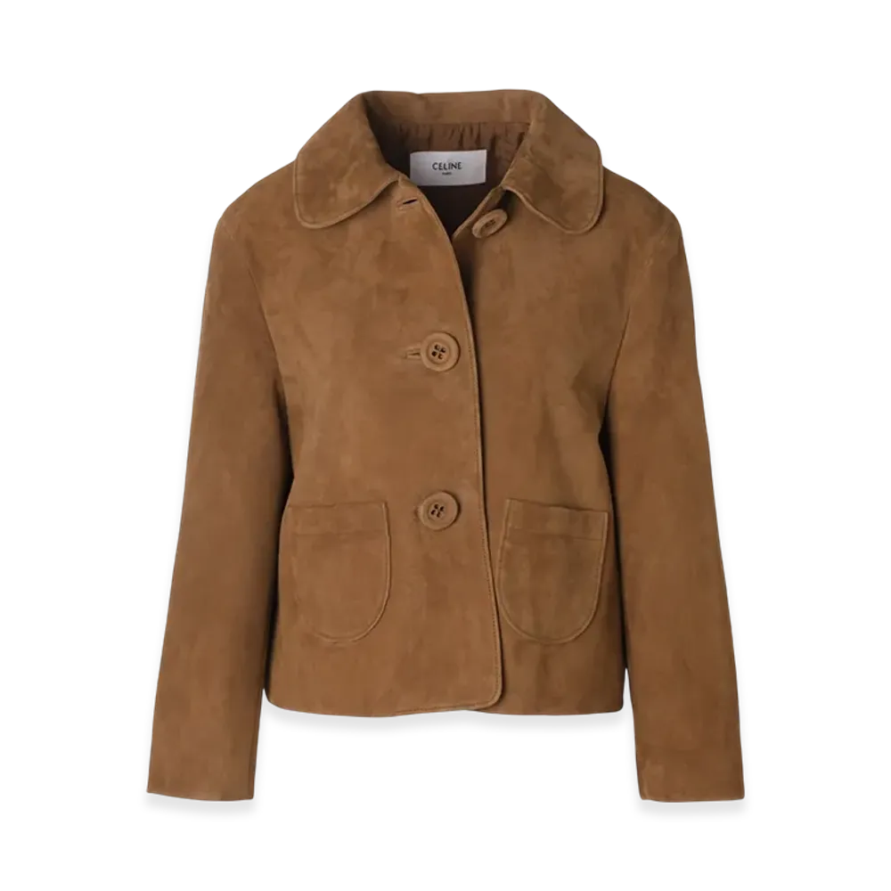 CELINE Veste Droite Col Rond "Caramel"
