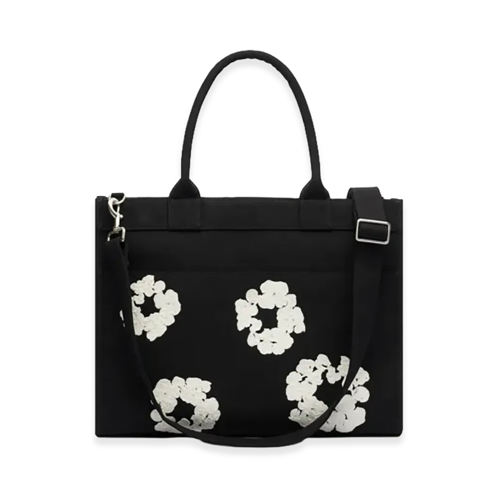 DENIM TEARS Cotton Wreath Canvas Bag Large "Black/White"