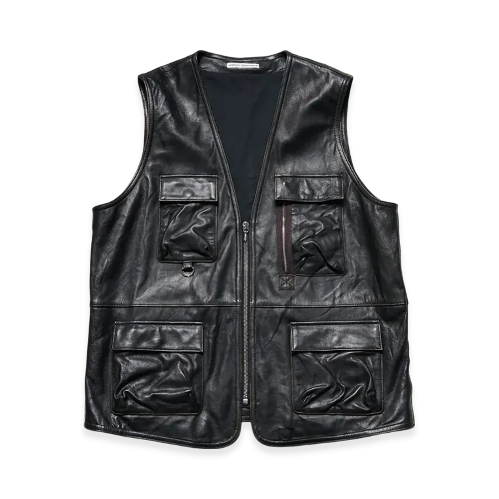 uniform experiment Leather 4Pocket Vest "Black"