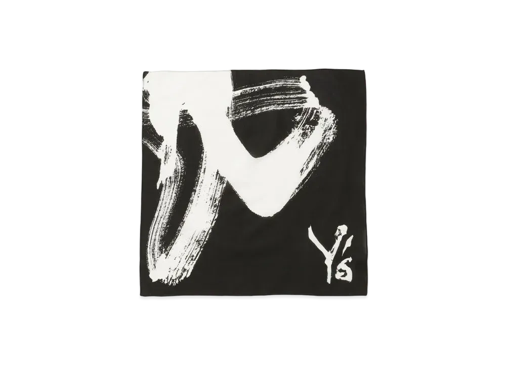 Yohji Yamamoto Y's CALLIGRAPHY PRINT HANDKERCHIEF "Black"